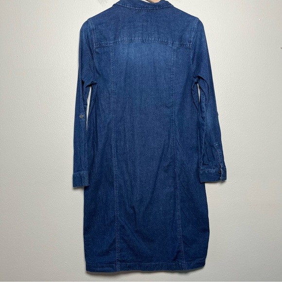 J. Jill Women Denim Dress Medium Long Sleeve Button Down Shirt Casual Western‎ - Picture 5 of 11